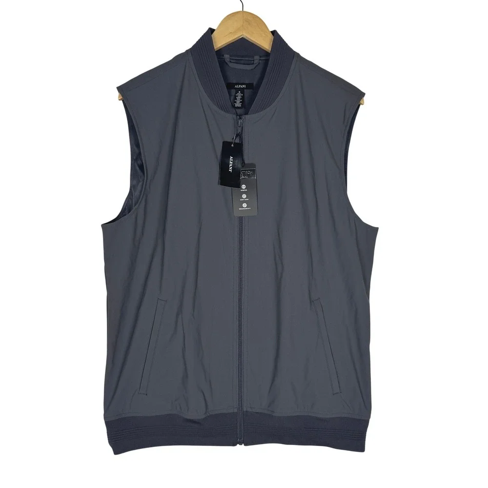 Alfani Alfatech Bomber Vest‎ Mens M Ebony Grey Full Zip Stretch 100187752MN